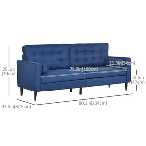 Mid-Century Sofa with Tufted Back Cushion, Dark Blue