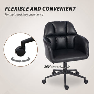 Adjustable height swivel office chair in faux leather, black