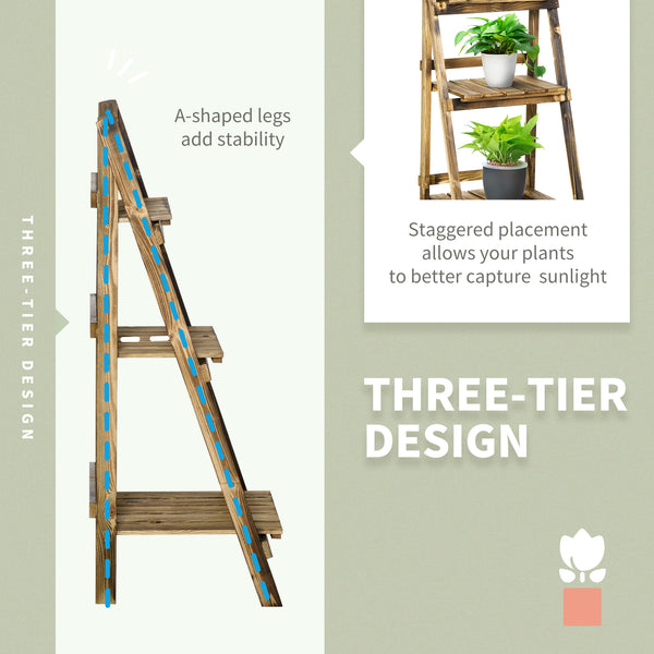 3-Tier Folding Wooden Plant Stand 