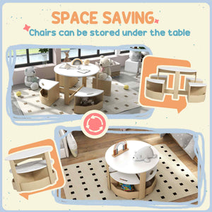 5-piece table and chair set with storage for children's bedroom, white