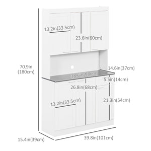 71" Sideboard with Adjustable Shelves, Gloss White