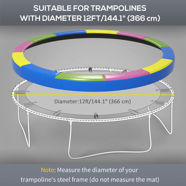 Soozier 12FT Trampoline Spring Cover, Trampoline Pad Replacement, Waterproof and Tear-Resistant, All-Weather Trampoline Accessories, Multi-Colored