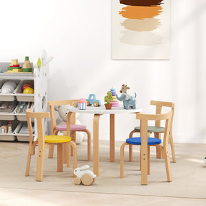 Wooden table and chairs set, multi-colored