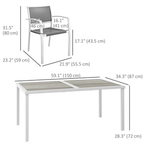 7 Piece Outdoor Dining Set with 6 Stacking Chairs, White