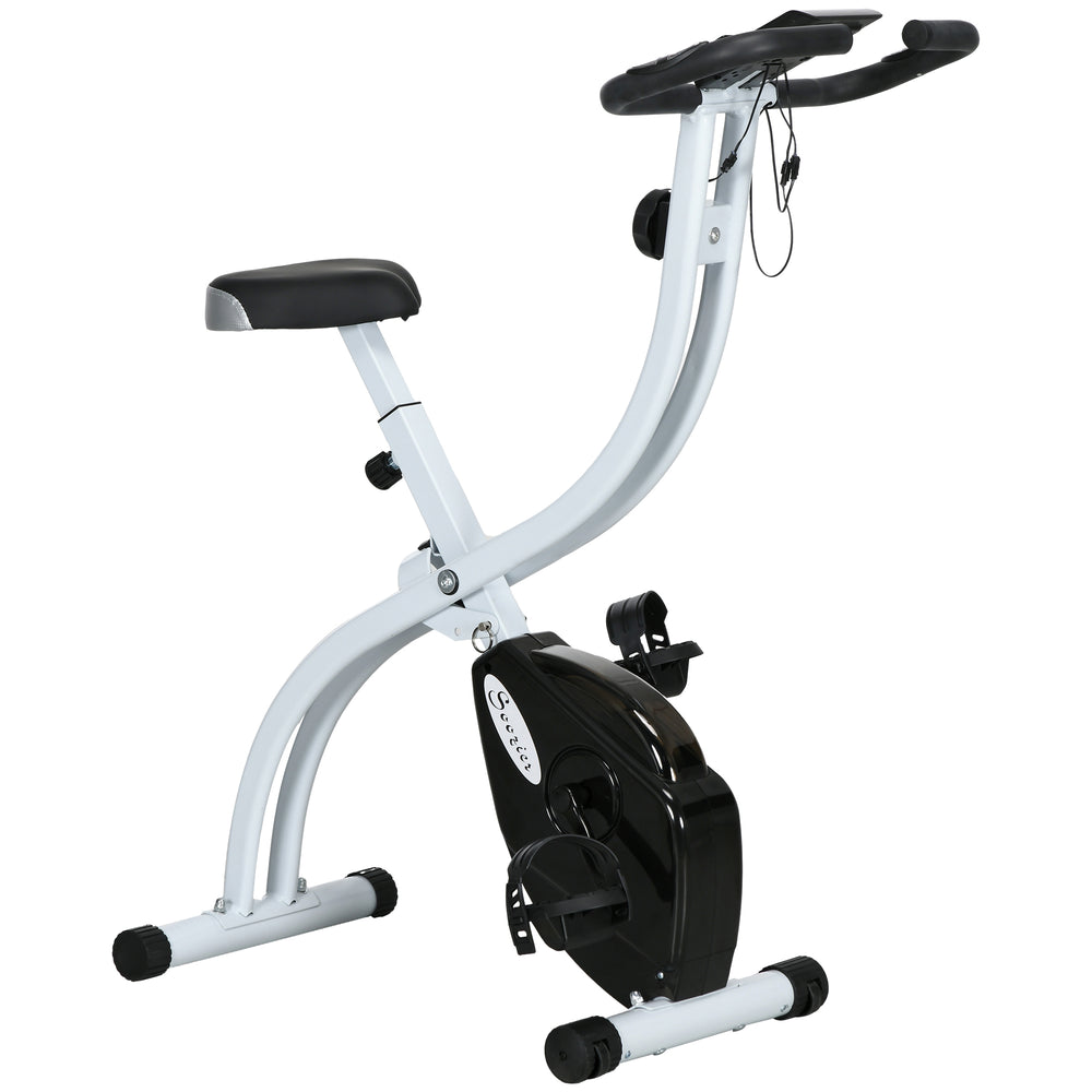 Foldable and quiet exercise bike with 8-level magnetic resistance, black