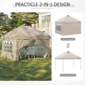 10 x 10 folding tent with wheeled carry bag, beige