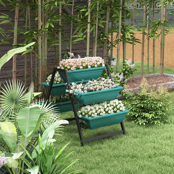 3-Tier Vertical Raised Garden Bed with 5 Trays for Outdoor Plants