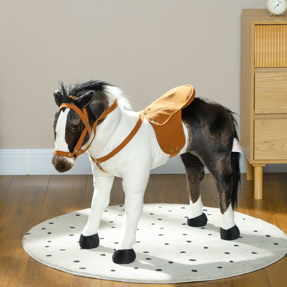 Plush horse with neighing and soft filling, brown