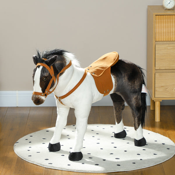 Plush horse with neighing and soft filling, brown
