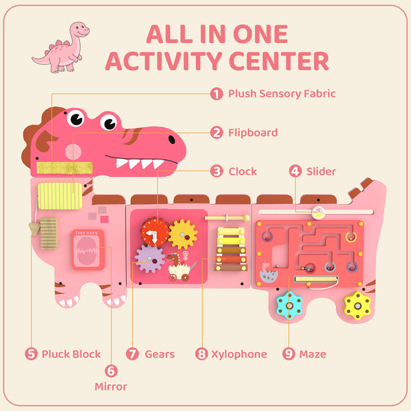 Pink Dinosaur Wall Activity Panel, 2 years and up