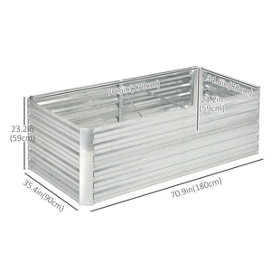 Galvanized raised planter with reinforced stakes, silver
