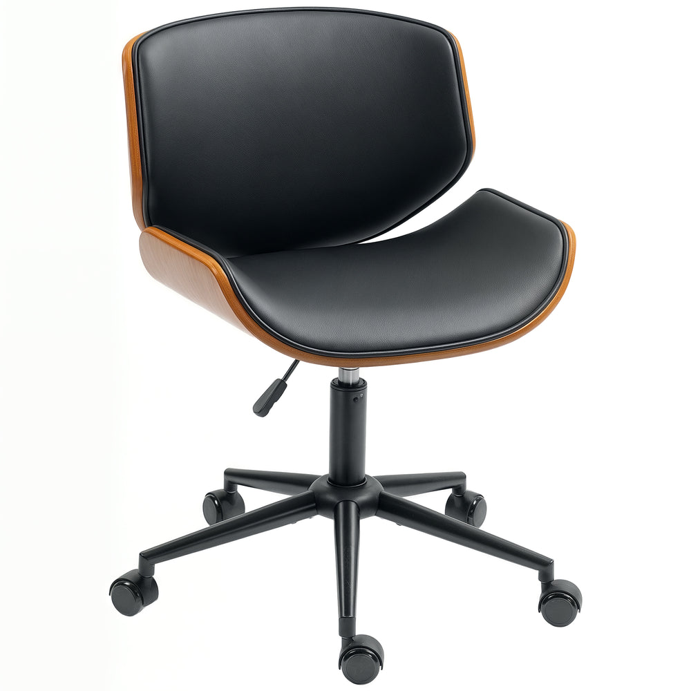 Modern office chair without armrests with faux leather upholstery