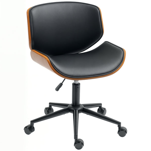 Modern office chair without armrests with faux leather upholstery
