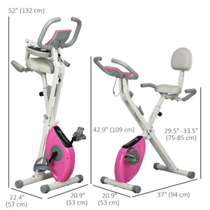 Folding Exercise Bike with 8-Level Silent Magnetic Resistance, Pink