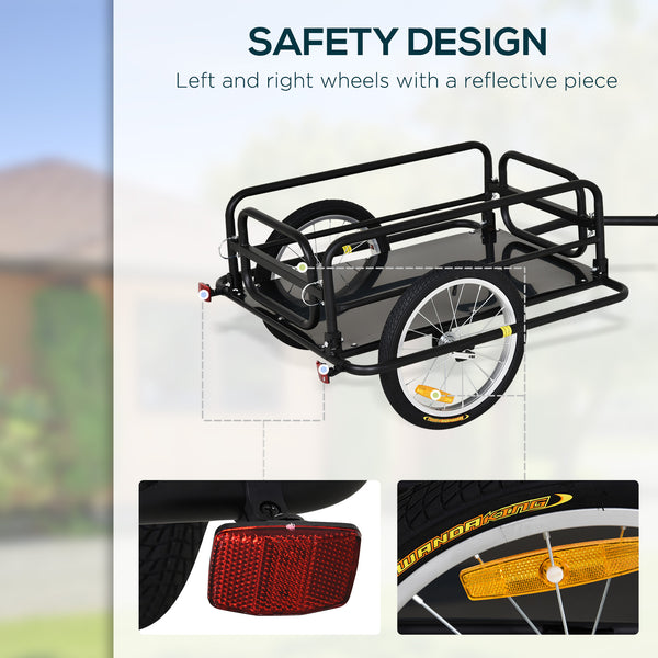 Folding cargo trailer for bicycle, black