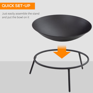 Fire pit with poker, patio heater, wood stove for outdoor campfire, black