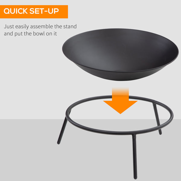 Fire pit with poker, patio heater, wood stove for outdoor campfire, black