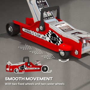 2.5-ton extra-low profile hydraulic jack with lifting range up to 14.1 in