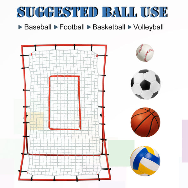 Adjustable rebound net with 5 angles