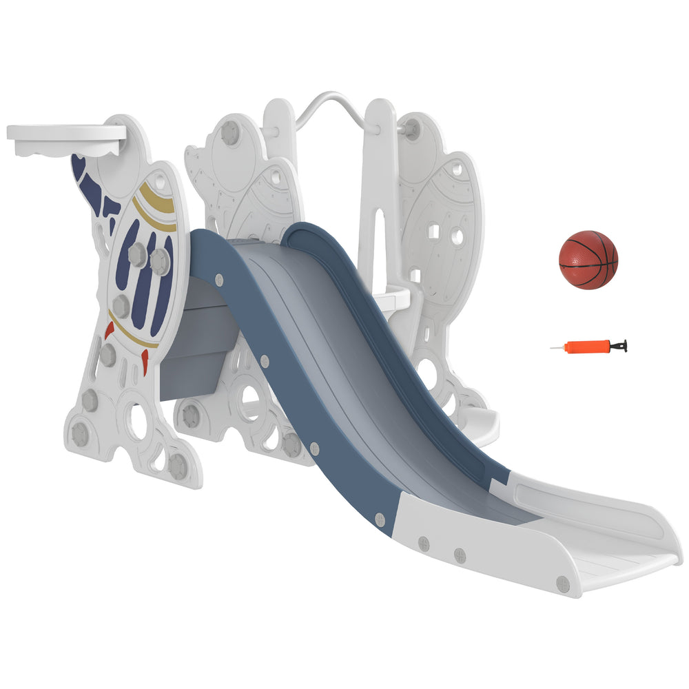 3 in 1 Kids Slides with Basketball Hoop, Space Theme