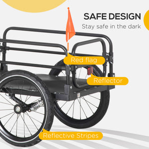 Bicycle trailer with suspension, triple safety system, black
