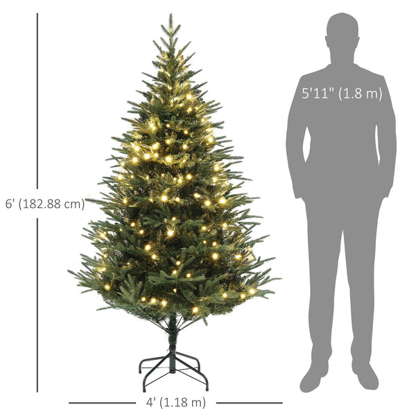 6ft Pre-Lit Artificial Christmas Tree with 1022 Branches and Warm White LED Lights