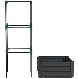 Galvanized planter with 3-tier trellis, grey 
