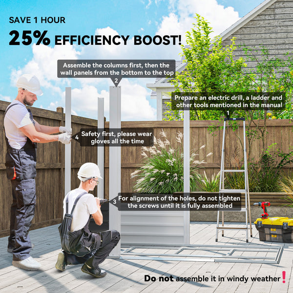 7' x 4' Outdoor Metal Garden Shed with Locking Doors, Dark Gray