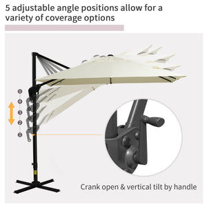 8-foot square cantilever parasol with cross base, cream white