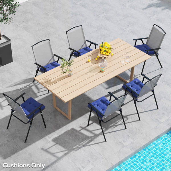 6-Piece Replacement Cushions, for Outdoor Patio Chair with Ties, Tufted, Dark Blue