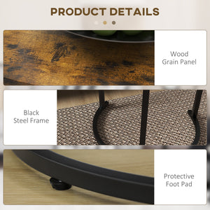 Set of 3 nesting coffee tables, rustic brown