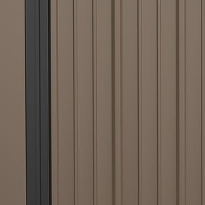 Steel garden shed with single lockable door, brown