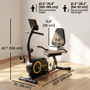 Bluetooth recumbent exercise bike, 8 resistance levels