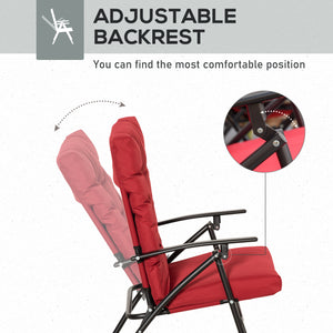Set of 2 folding outdoor chairs with adjustable backrest, red