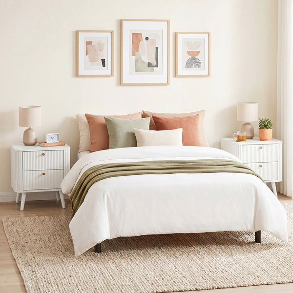 White 2-drawer nightstands, set of 2