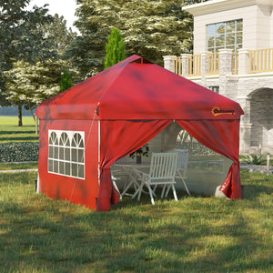 10 x 10 Folding Gazebo with Wheeled Carry Bag, Red