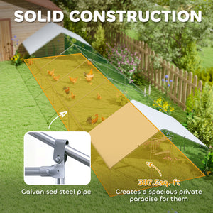 Metal chicken coop with waterproof and UV-resistant cover