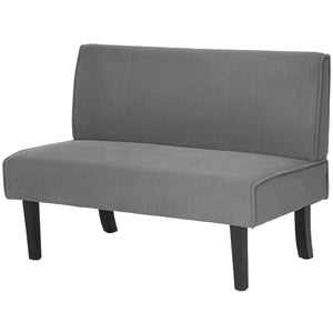2 Seater Corduroy Sofa with USB Ports and Wooden Legs, Grey