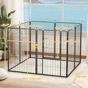 Dog Playpen, Indoor/Outdoor, Portable and Foldable, 8 Panels, with Door and Strap, for Large Dogs