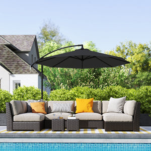 9.7-foot cantilever parasol with base and crank, black 