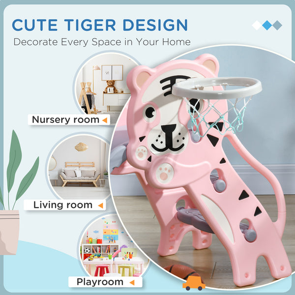 3 in 1 slide for toddlers with pink lion design