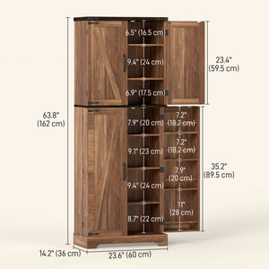 Tall brown wood-effect pantry cabinet with 10 shelves and 8 spice racks