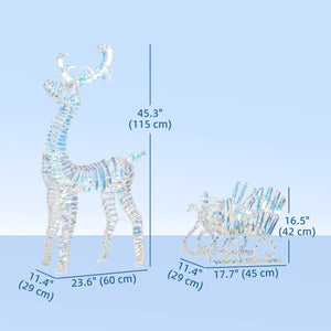 Illuminated Christmas reindeer with sleigh