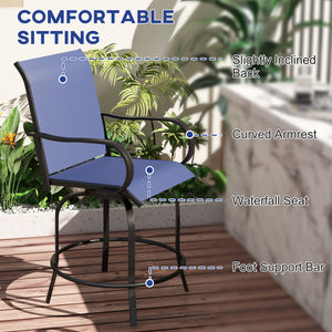 Set of 2 outdoor stools, navy blue