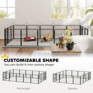Dog Playpen, 16 Panels with Straps, Portable &amp; DIY, for Small Dogs, for Yard, RV, Garden, 24" Height