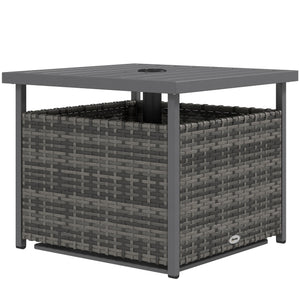 Wicker patio coffee table with parasol hole - Heather Grey