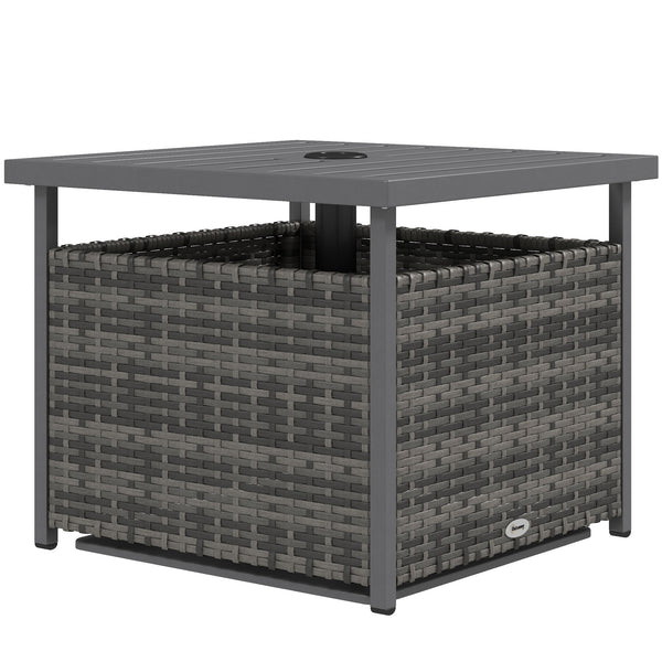 Wicker patio coffee table with parasol hole - Heather Grey