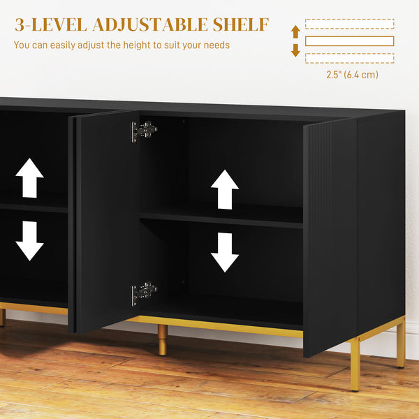 Storage sideboard with adjustable shelves, soft-close doors, black
