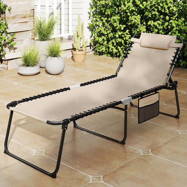 Folding chaise lounge with 4 positions, adjustable backrest and footrest