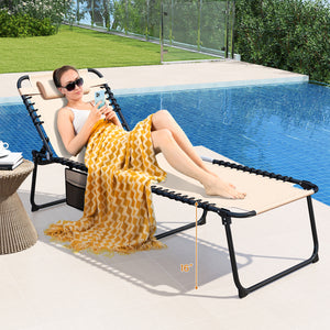 Folding chaise lounge with 4 positions, adjustable backrest and footrest
